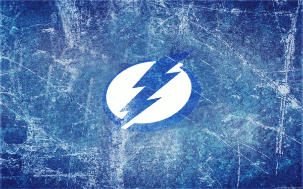 HD PC desktop wallpaper featuring the Tampa Bay Lightning logo on a scratched blue ice texture, sports-themed background.