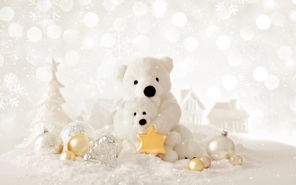 Holiday Christmas White Stuffed Animal Teddy Bear Christmas Ornaments HD Wallpaper | Background Image