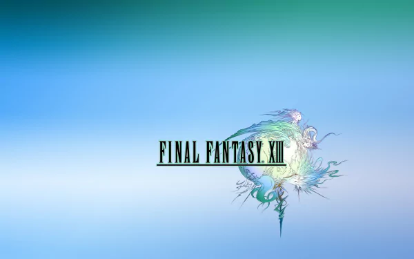HD PC desktop wallpaper featuring the Final Fantasy XIII logo with a stylized globe and character art on a smooth blue gradient background.