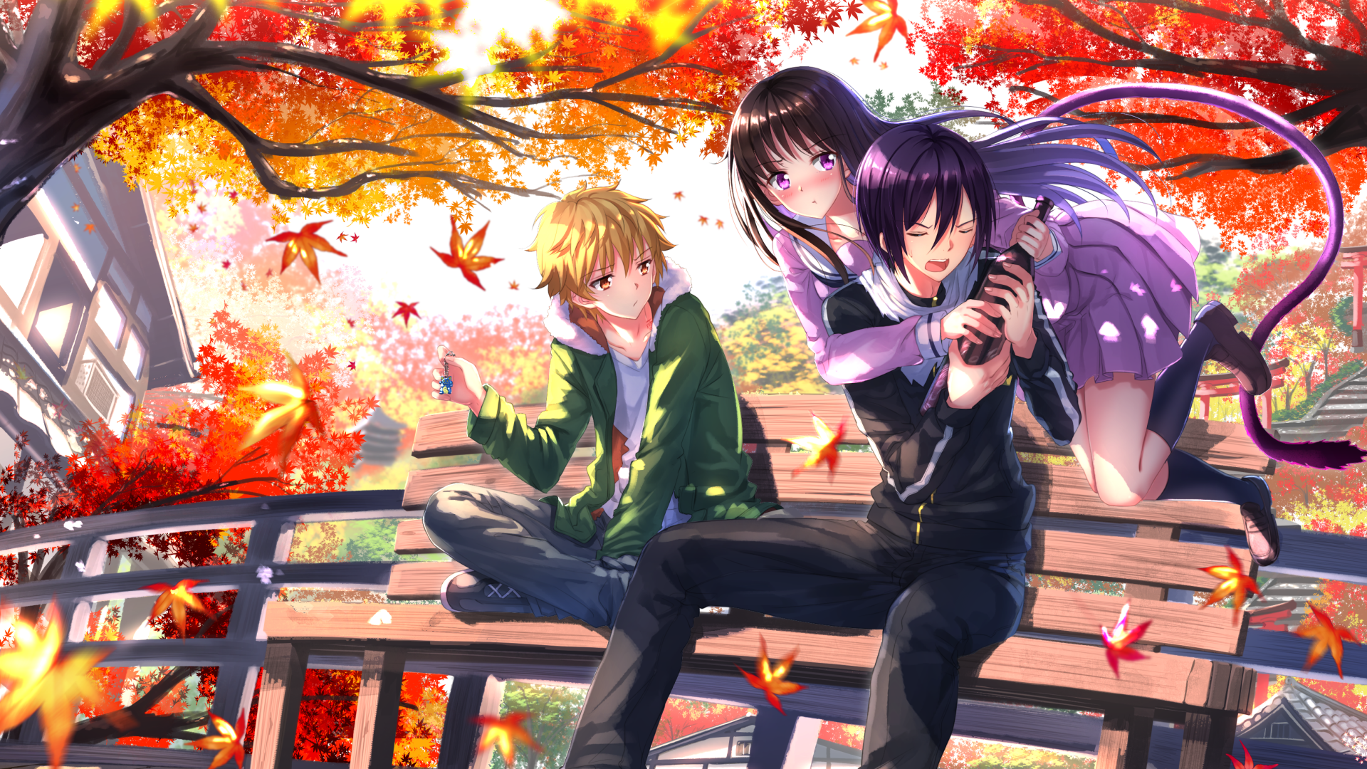 Hiyori, Yato and Yukine into the opening of Noragami Aragoto