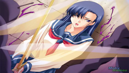 HD PC desktop wallpaper featuring a character from the video game Mugen Senshi Valis: The Legend of A Fantasm Soldier, depicted with a sword and intense expression.