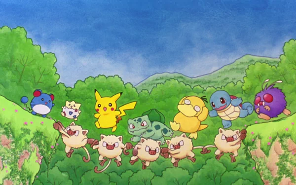 Mankey (Pokémon) Marill (Pokémon) Togepi (Pokémon) Pikachu Bulbasaur (Pokémon) Psyduck (Pokémon) Squirtle (Pokémon) Venonat (Pokémon) Anime Pokemon HD Desktop Wallpaper | Background Image