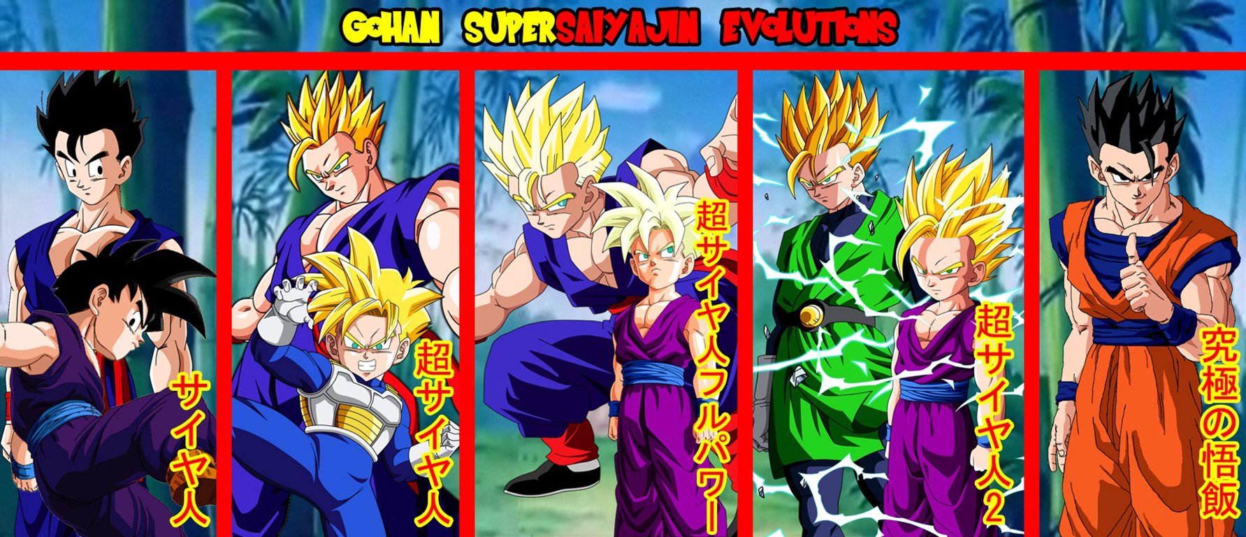 DragonBall Z, Goku Gohan Vegeta and Trunks standing