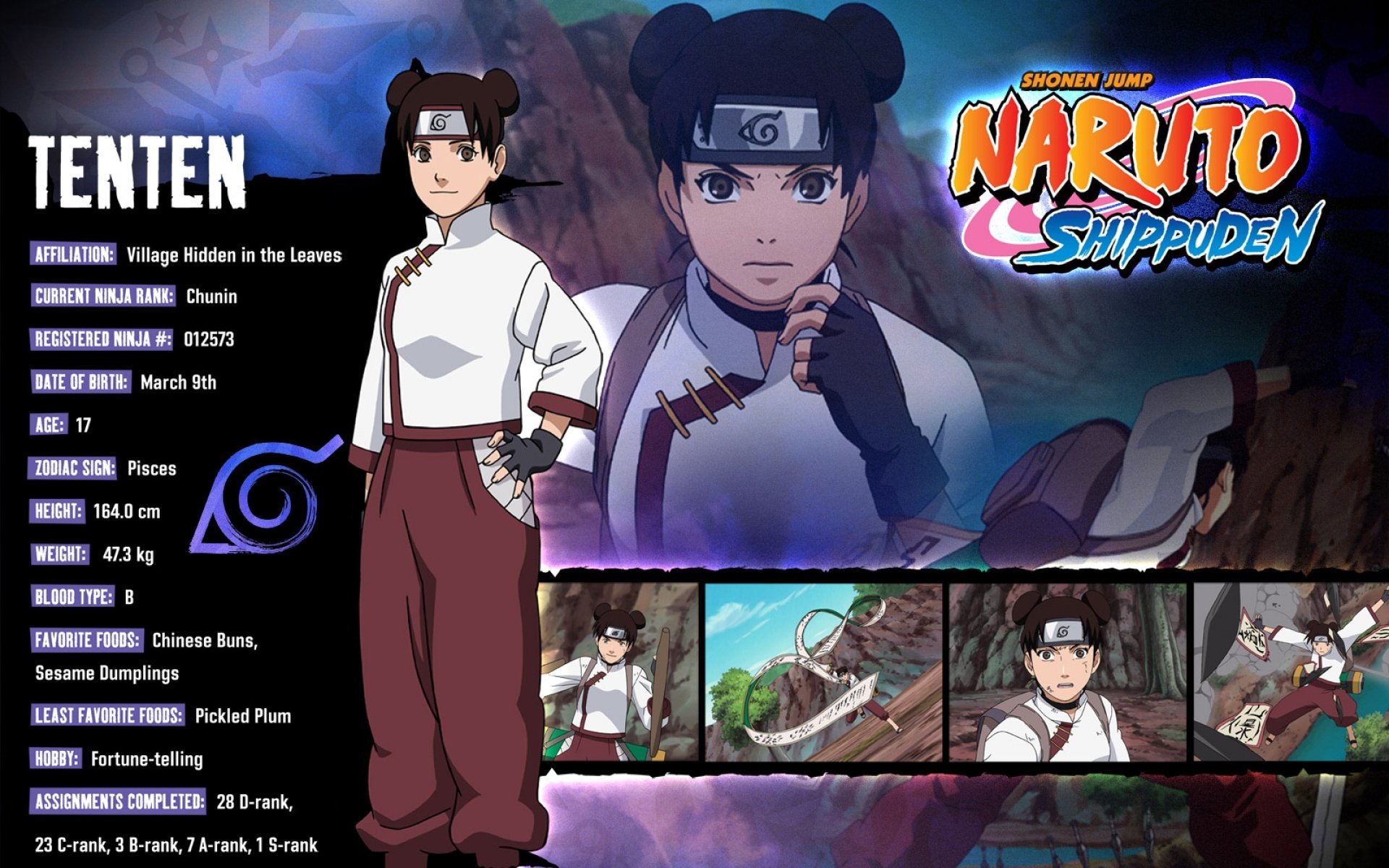 4K Ultra HD PC desktop wallpaper featuring Tenten from Naruto Shippuden, showcasing character details and dynamic anime scenes from the series.