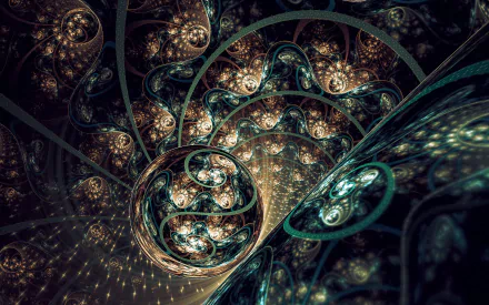 HD PC desktop wallpaper featuring an intricate abstract fractal design with swirling patterns and glowing details in dark, rich tones.