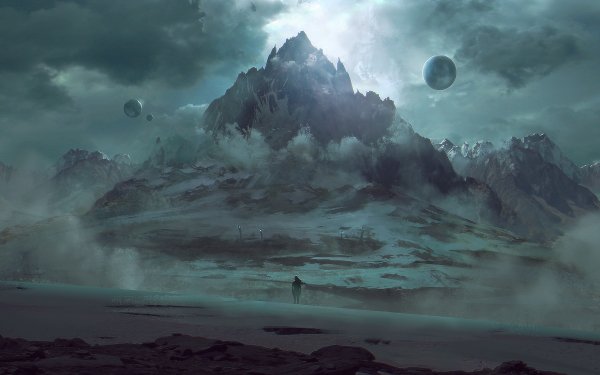 Sci Fi Landscape Mountain HD Wallpaper | Background Image