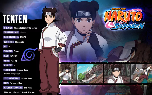4K Ultra HD PC desktop wallpaper featuring Tenten from Naruto Shippuden, showcasing character details and dynamic anime scenes from the series.