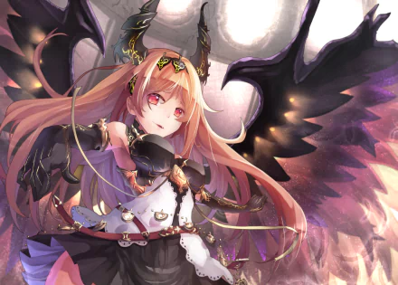 Dark Angel Olivia from Shingeki no Bahamut stands as a fierce warrior. This HD desktop wallpaper captures her powerful presence and striking design in vibrant detail.