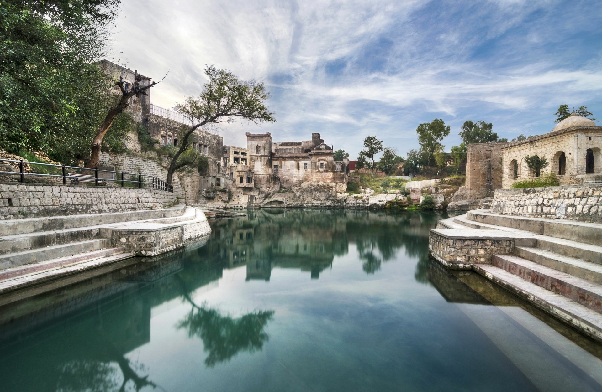 Download Cloud Water Reflection Pakistan Katasraj Temple Religious Katasraj Temple 4k Ultra HD Wallpaper