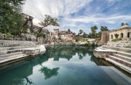 cloud water reflection Pakistan Katasraj temple religious Katasraj Temple HD Desktop Wallpaper | Background Image