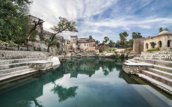 cloud water reflection Pakistan Katasraj temple religious Katasraj Temple HD Desktop Wallpaper | Background Image