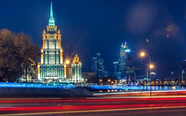 Man Made Moscow Cities Russia Time-Lapse Building Night Light HD Wallpaper | Background Image