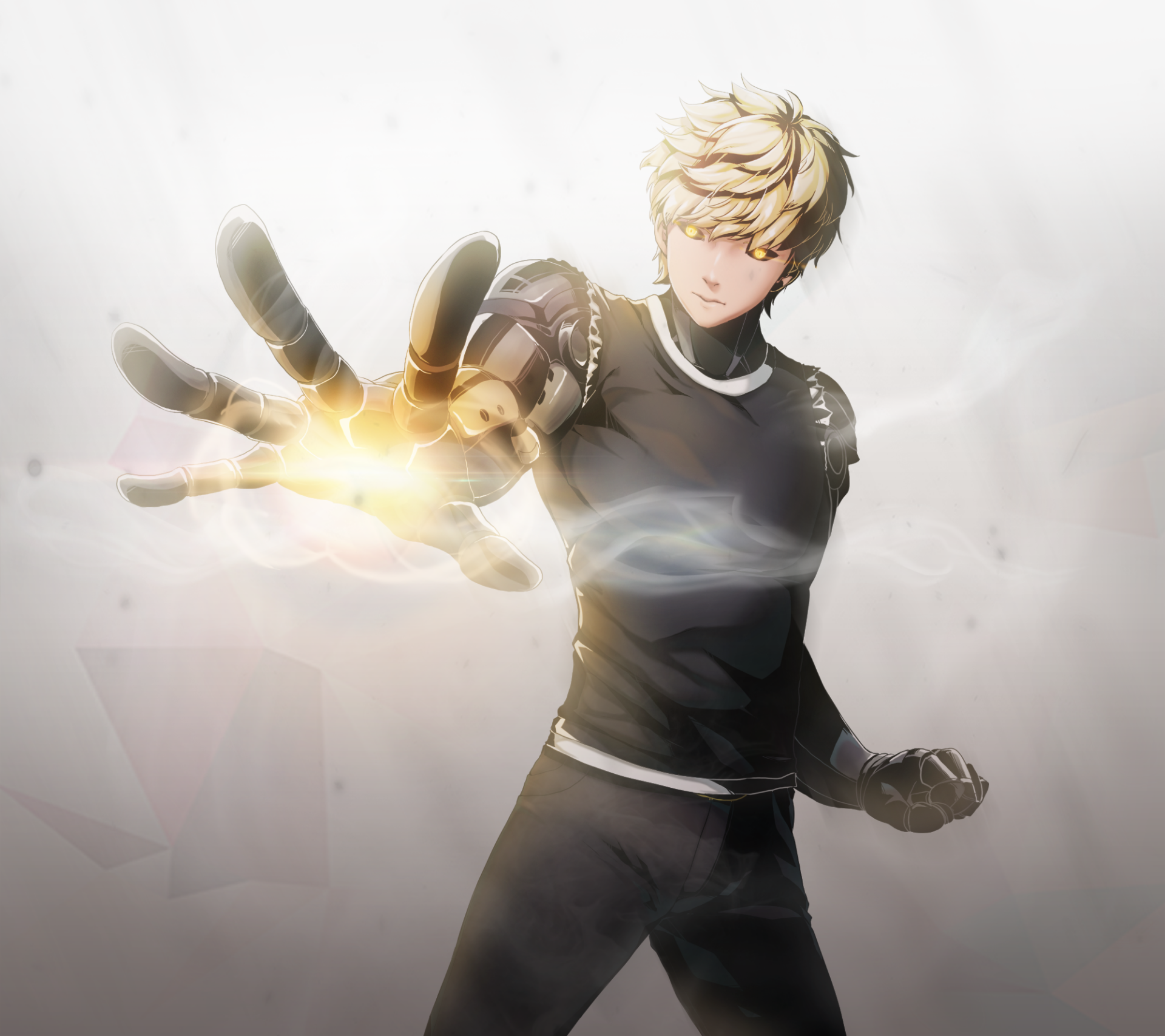 HD Wallpaper of Genos: The Glowing Eyed Cyborg from One-Punch Man by Y.I