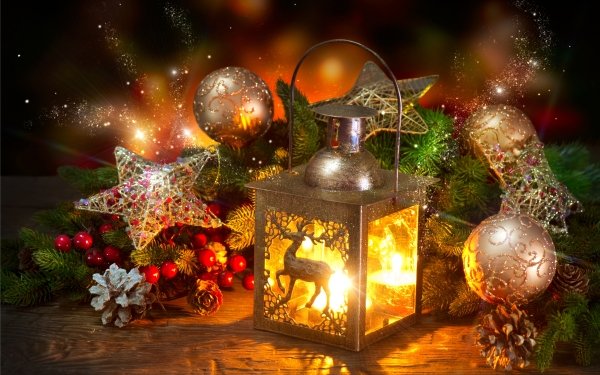 Holiday Christmas Christmas Ornaments Lantern Light Candle Star Decoration Bauble HD Wallpaper | Background Image