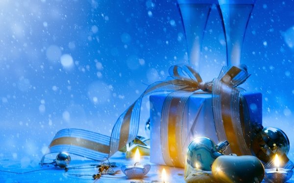 Holiday Christmas Christmas Ornaments Gift Blue Ribbon HD Wallpaper | Background Image