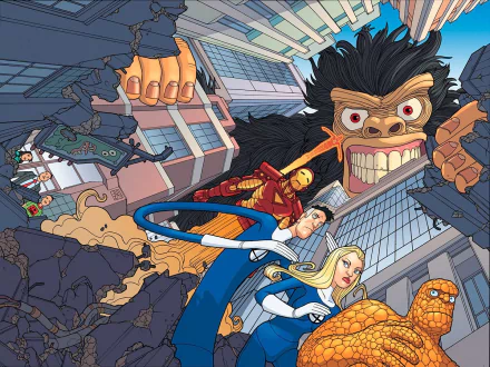 Human Torch (Marvel Comics) Johnny Storm Invisible Woman Susan Storm Mister Fantastic Reed Richards Thing (Marvel Comics) Ben Grimm Iron Man Comic Fantastic Four HD Desktop Wallpaper | Background Image