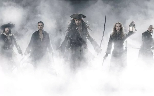 Johnny Depp Jack Sparrow Captain Sao Feng Chow Yun-Fat Elizabeth Swann Keira Knightley Will Turner Orlando Bloom Hector Barbossa Geoffrey Rush movie Pirates Of The Caribbean: At World's End HD Desktop Wallpaper | Background Image