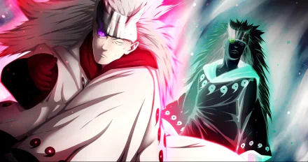 High-definition wallpaper featuring Madara Uchiha from the anime Naruto, showcasing his powerful and striking presence with dynamic colors and dramatic lighting.