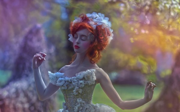 Women Artistic Model Redhead Colors Bokeh Dress HD Wallpaper | Background Image