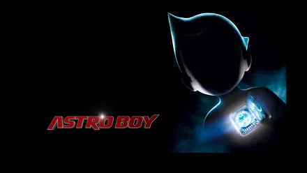 Astro Boy emerges from the darkness in this HD desktop wallpaper from Project Atom, showcasing his iconic silhouette and glowing core.