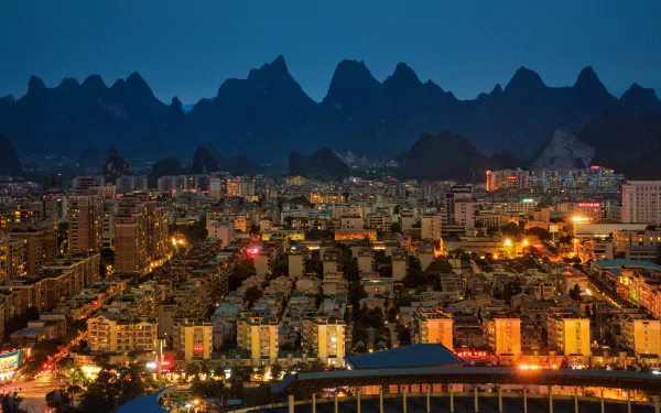 China yangshuo man made city HD Desktop Wallpaper | Background Image