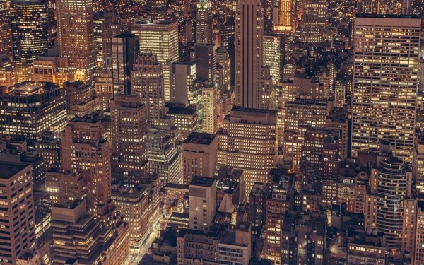 Man Made New York Cities United States City Building Skyline Light Night Skyscraper HD Wallpaper | Background Image