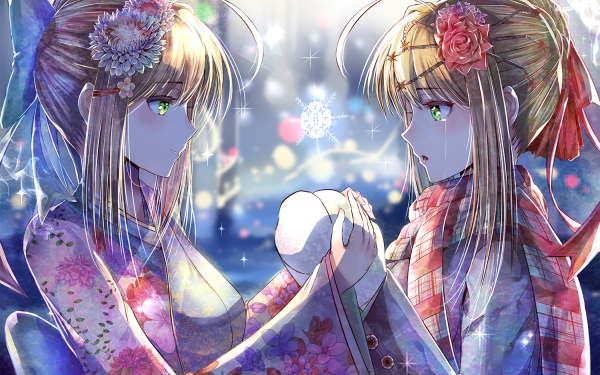 Anime Fate/Stay Night Fate Series Crying Kimono Scarf Invierno Headdress Saber Fondo de pantalla HD | Fondo de Escritorio