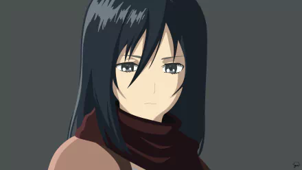 HD desktop wallpaper featuring Mikasa Ackerman from the anime Attack on Titan, showcasing her determined expression and iconic hairstyle.
