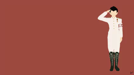 HD PC desktop wallpaper featuring Kiyotaka Ishimaru from the anime Danganronpa, shown saluting against a solid muted red background.