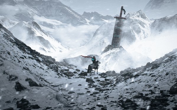 Fantasy Warrior Winter Mountain Snow Sword HD Wallpaper | Background Image