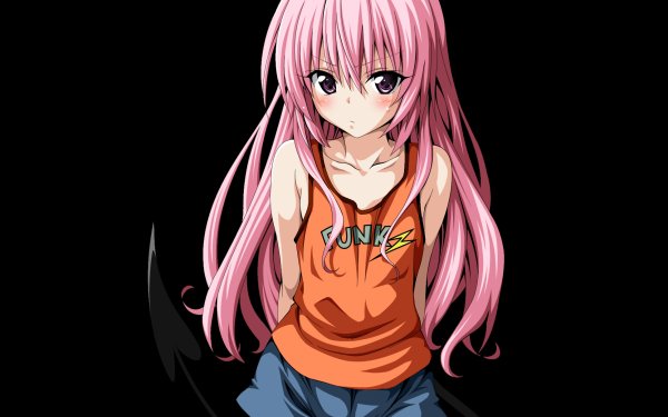 Anime To Love-Ru Nana Astar Deviluke Tail Long Hair Pink Hair Shorts Purple Eyes HD Wallpaper | Background Image