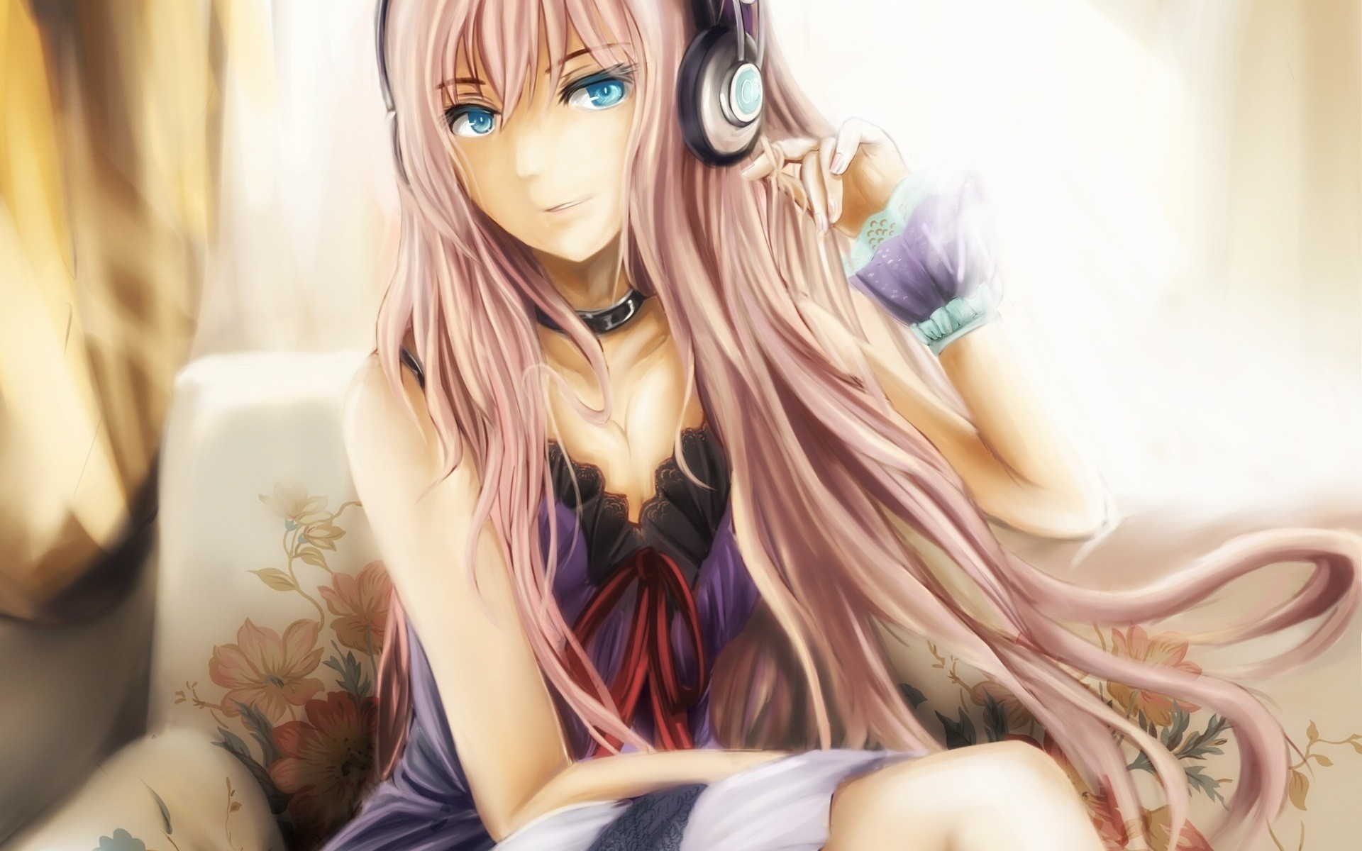 Download Blonde Smile Blue Eyes Headphones Long Hair Ia Vocaloid Anime Vocaloid Hd Wallpaper 0666