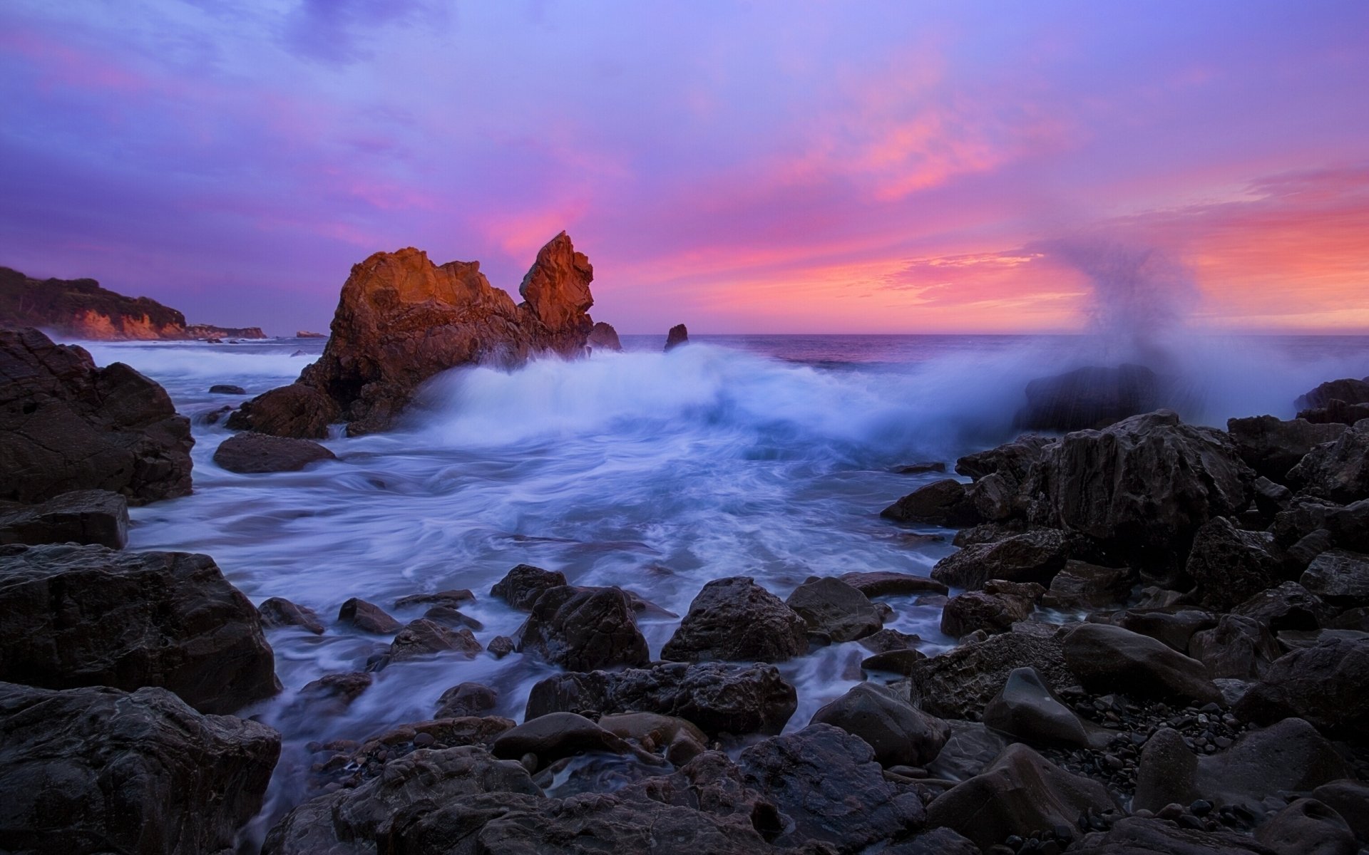 Download Horizon Sea California Wave Sunset Seascape Nature Ocean HD