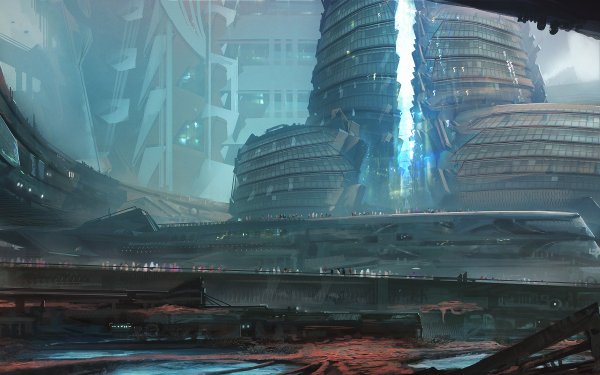 Sci Fi Building People Futuristic HD Wallpaper | Background Image