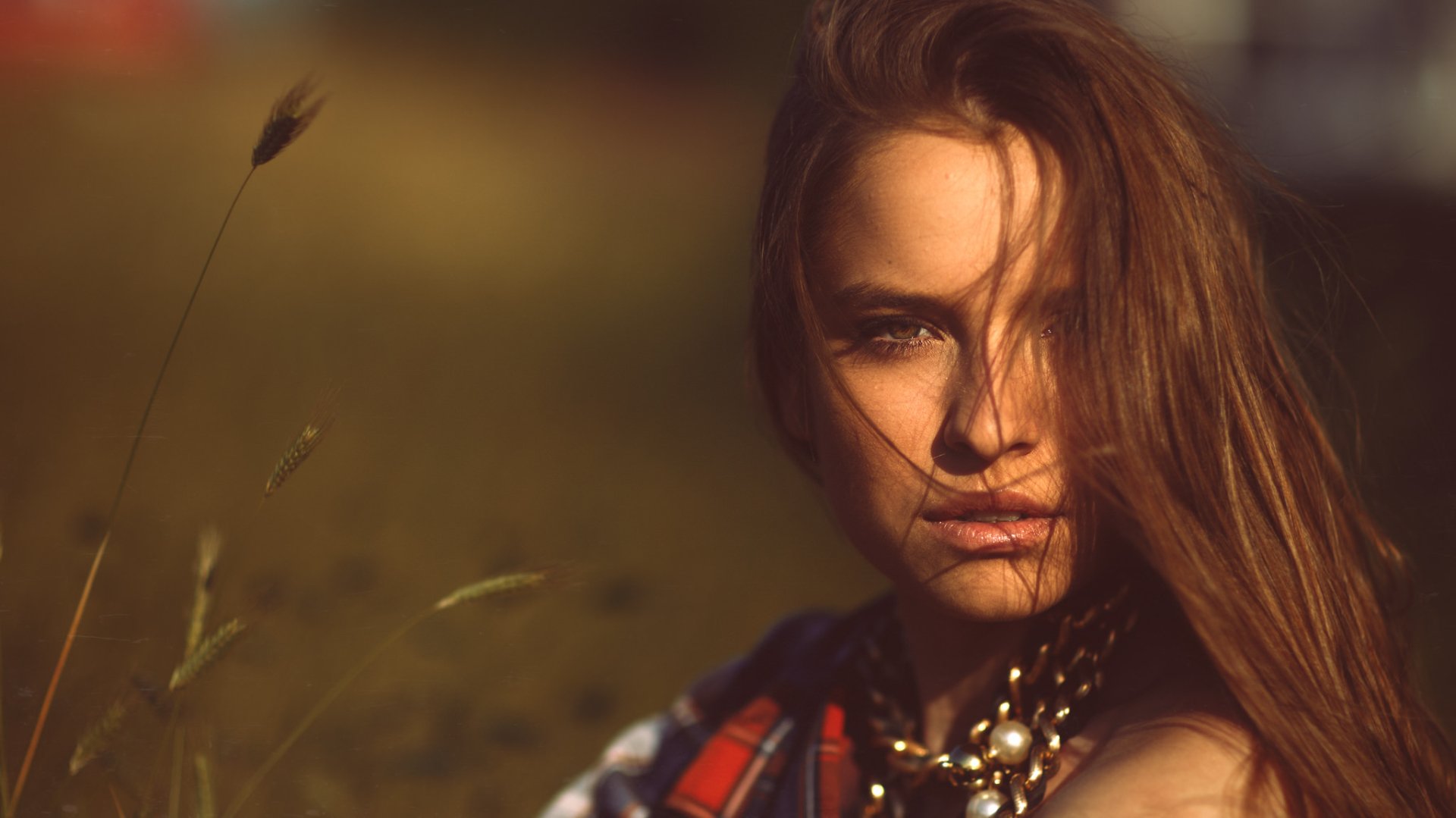 Download Brown Eyes Brunette Bokeh Outdoor Necklace Woman Model HD Wallpaper by Dalibor Tomic