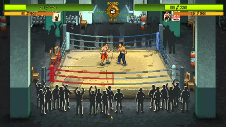 HD desktop wallpaper of Punch Club featuring a pixel-art style boxing ring scene with two fighters and an audience watching.