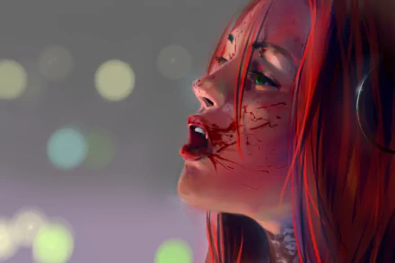 fangs face red hair video game Bloodrayne HD Desktop Wallpaper | Background Image