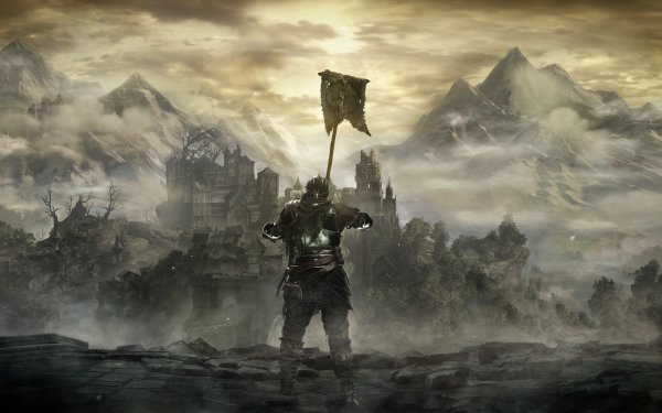Videojuego Dark Souls III Dark Souls Caballero Armor Montaña Castillo Paisaje Fondo de pantalla HD | Fondo de Escritorio