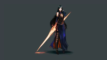 HD desktop wallpaper of Shanoa from Castlevania: Order of Ecclesia, featuring her in a long dress with flowing black hair and glowing magical energy.