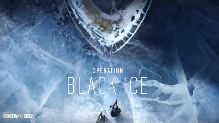 HD desktop wallpaper from Tom Clancy's Rainbow Six: Siege featuring the Operation Black Ice theme, showcasing an icy landscape with tactical elements.