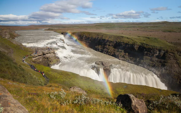  Iceland Waterfall gullfoss with rainbow