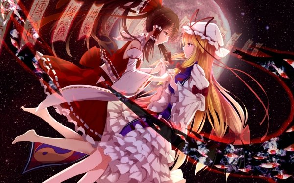 Anime Touhou Reimu Hakurei Yukari Yakumo HD Wallpaper | Background Image
