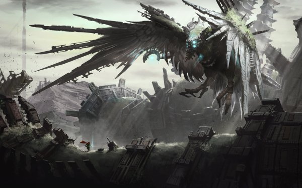 Video Game Shadow Of The Colossus Steampunk Warrior Bird Creature Wings HD Wallpaper | Background Image
