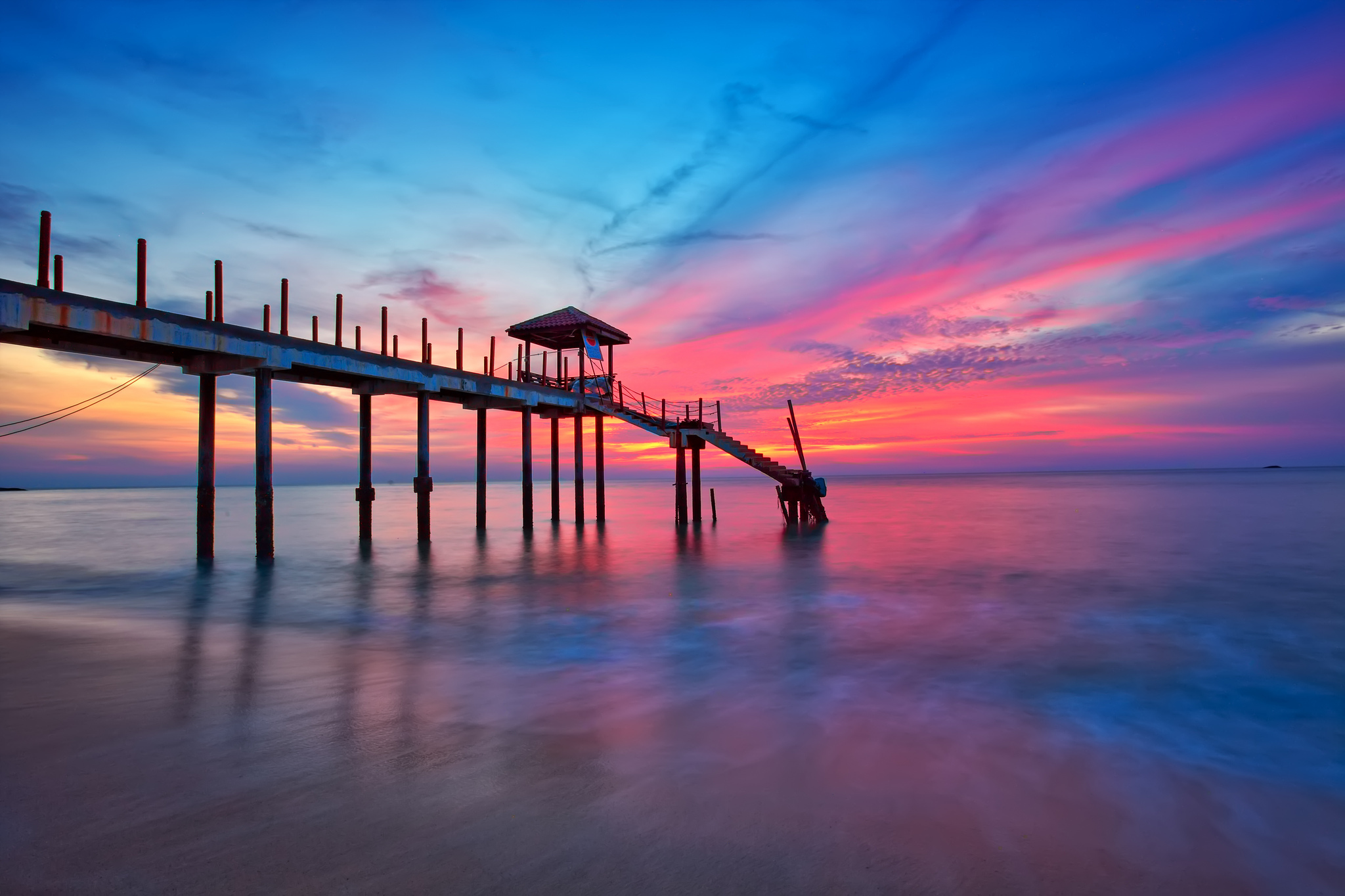 Pink Sunset over Ocean Pier