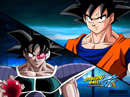 HD desktop wallpaper featuring Turles and Goku from Dragon Ball Z Kai in a dramatic anime scene.
