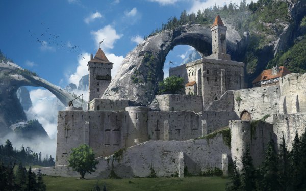 Fantasy Castle Castles Arch Trebuchet HD Wallpaper | Background Image