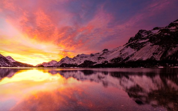 Earth Reflection Nature Lake Sunset Mountain Sky Snow Cloud HD Wallpaper | Background Image