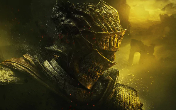 A dramatic HD wallpaper from Dark Souls III featuring a haunting armored figure against a dark, atmospheric background, evoking the game's intense and mysterious themes.