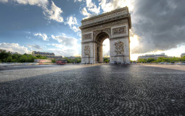 time lapse monument France Paris man made Arc de Triomphe HD Desktop Wallpaper | Background Image