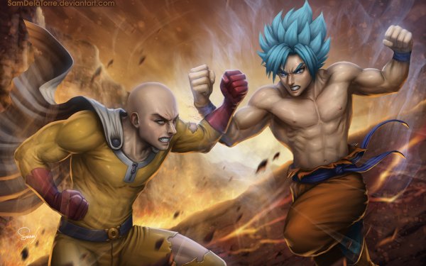 Anime Crossover Saitama Goku One-Punch Man Dragon Ball Super HD Wallpaper | Background Image